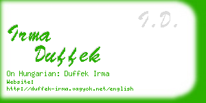 irma duffek business card